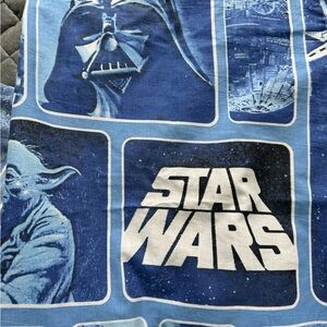 Star Wars Vintage Flat Sheet Twin Blue White Yoda Leia Luke Darth Vader Chewie